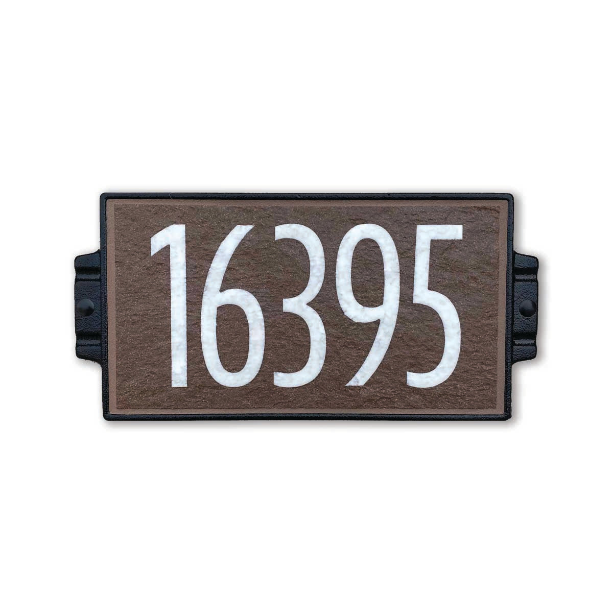 Glossy White numbers on chocolate brown address plaque