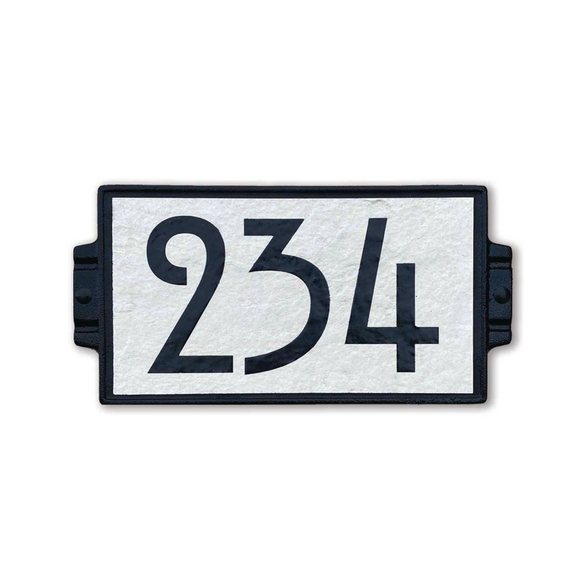 Black glossy numbers on ivory textured porcelain Calgary address plaque